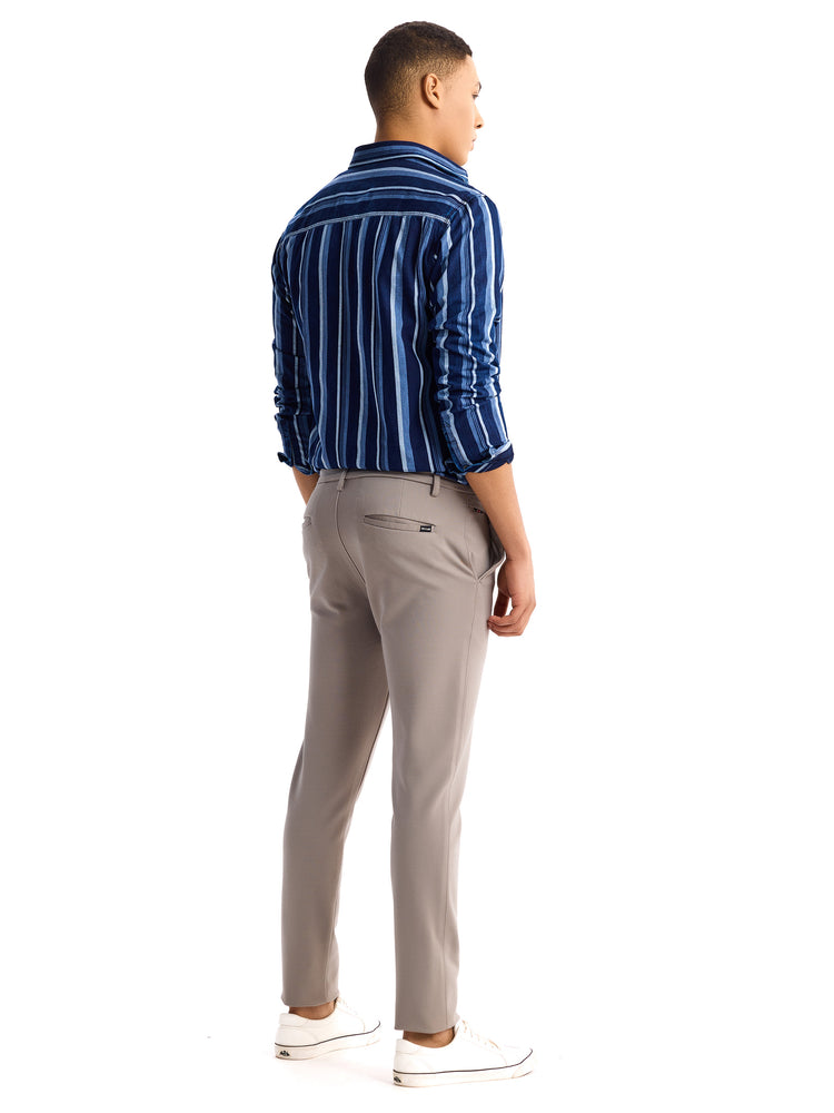 Light Teal Grey Ultra Slim Fit Stretch Trouser