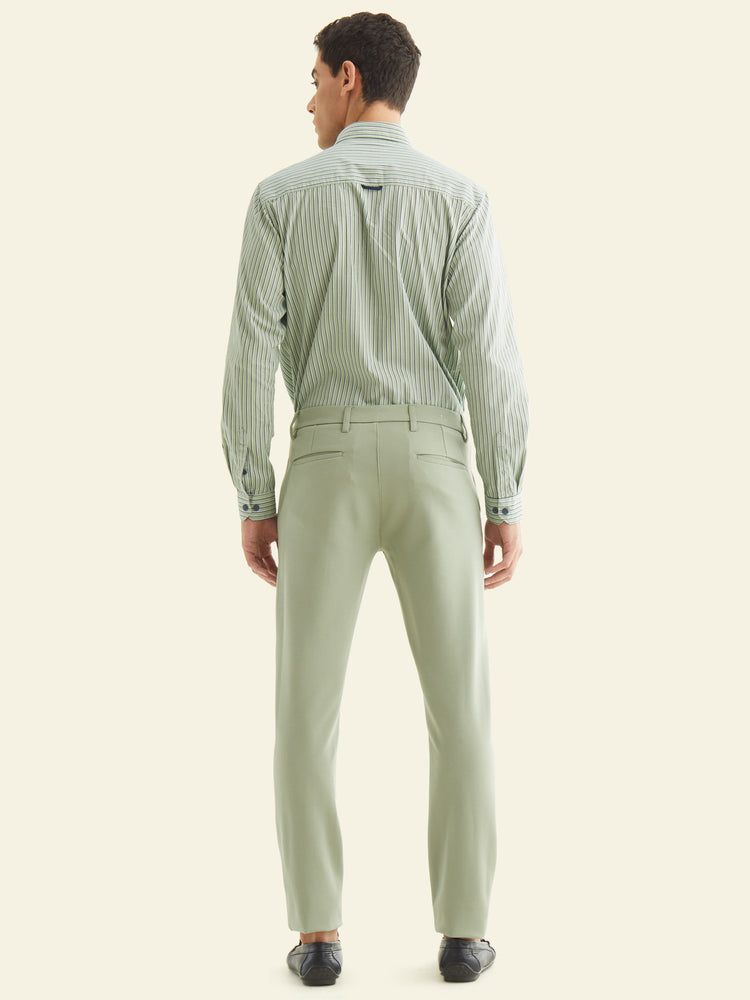 Green Plain 4-Way Stretch Trouser