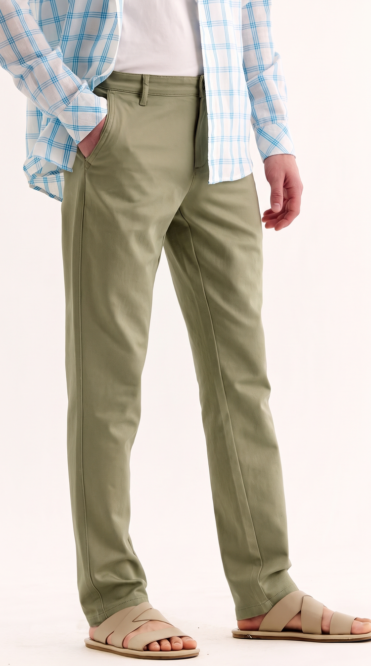 Green Stretch Slim Fit Trouser