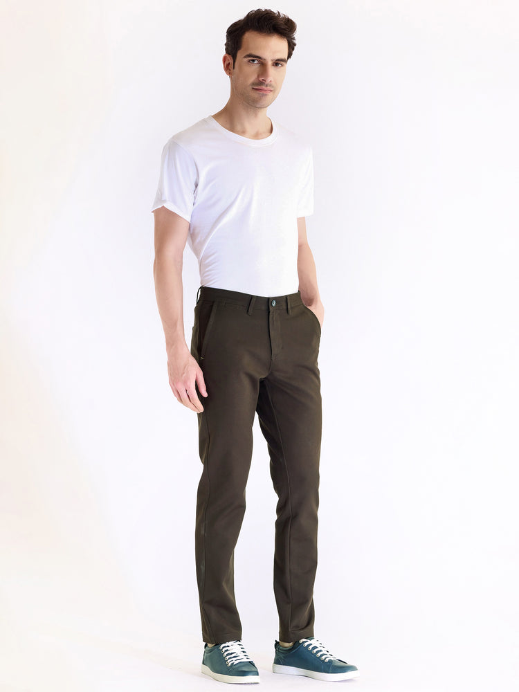Brown Stretch Slim Fit Trouser