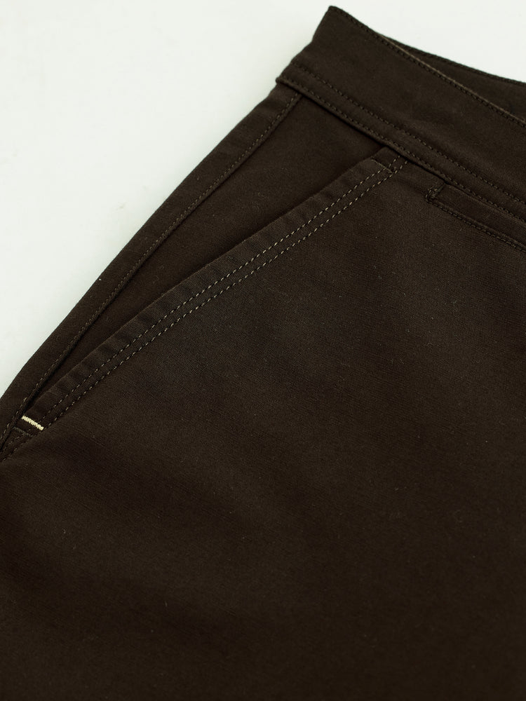 Brown Stretch Slim Fit Trouser