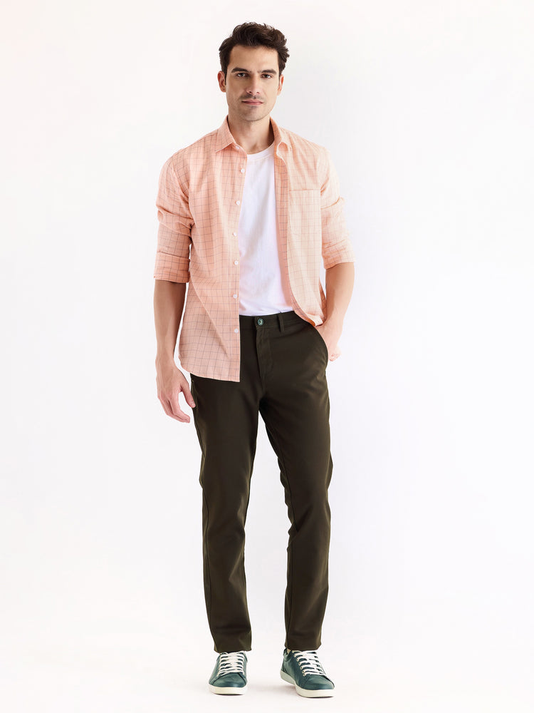 Brown Stretch Slim Fit Trouser