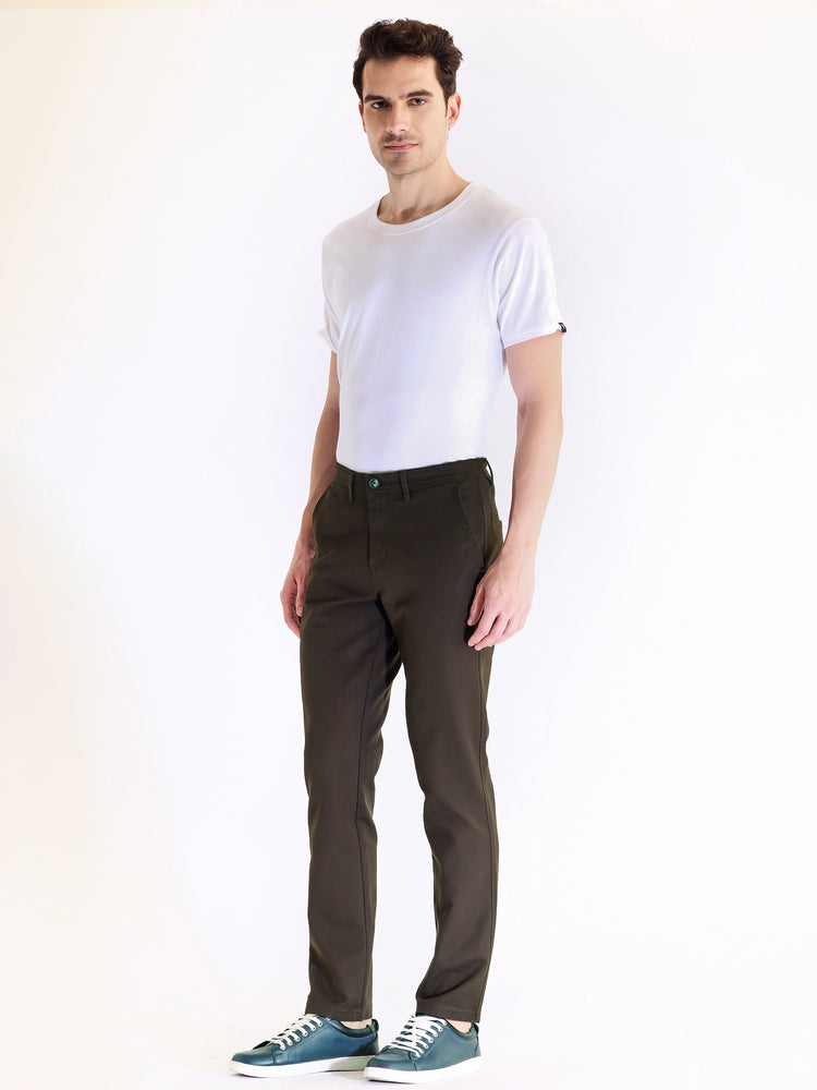 Brown Stretch Slim Fit Trouser