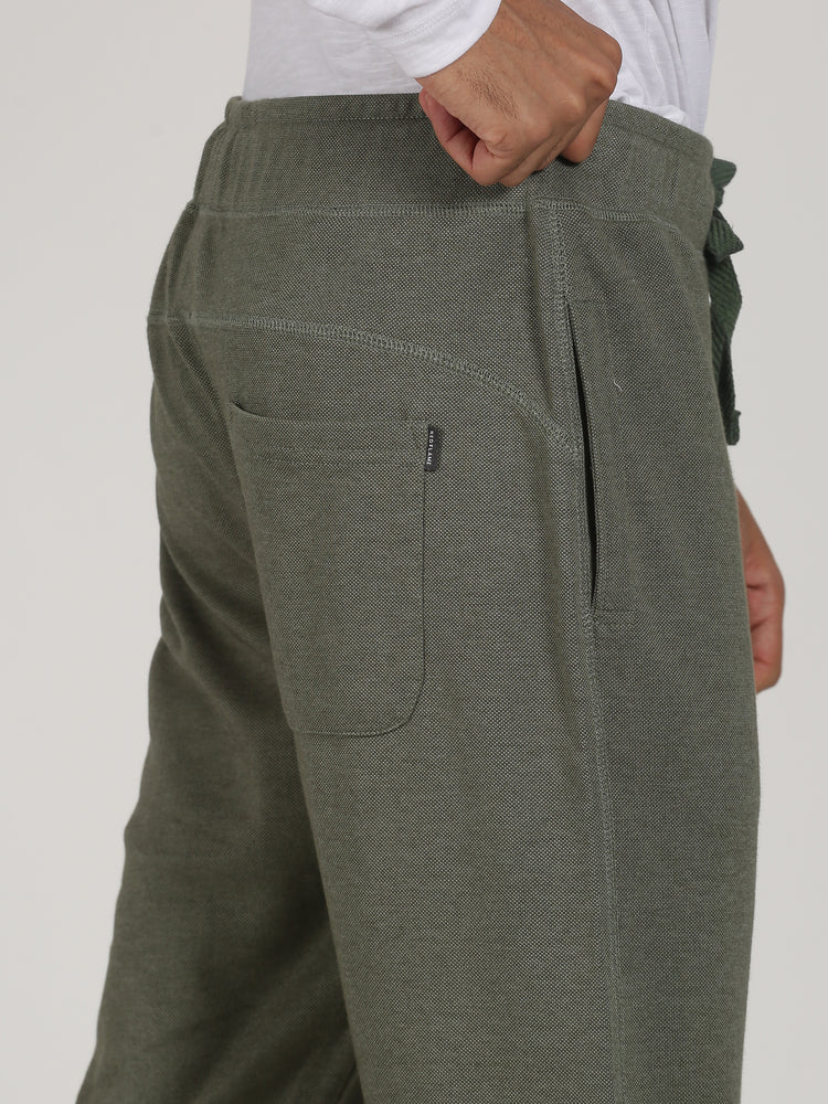 Green Cotton Blend Track Pant