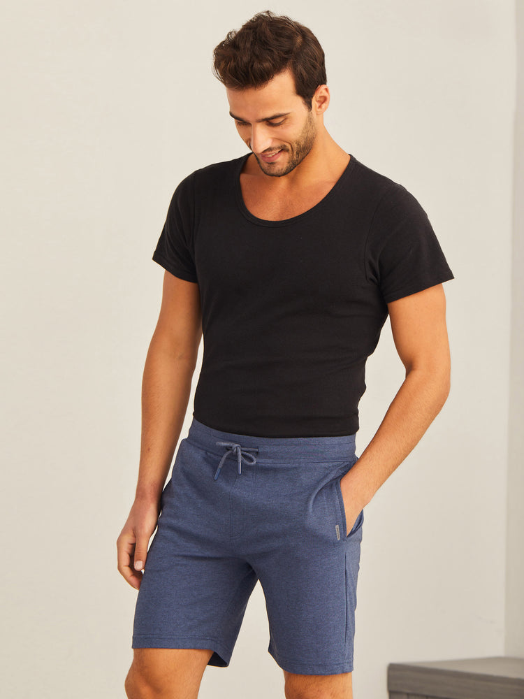 Blue Knits Jacquard Shorts
