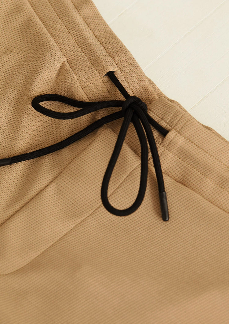 Cream Textured 4-Way Stretch Track Pant