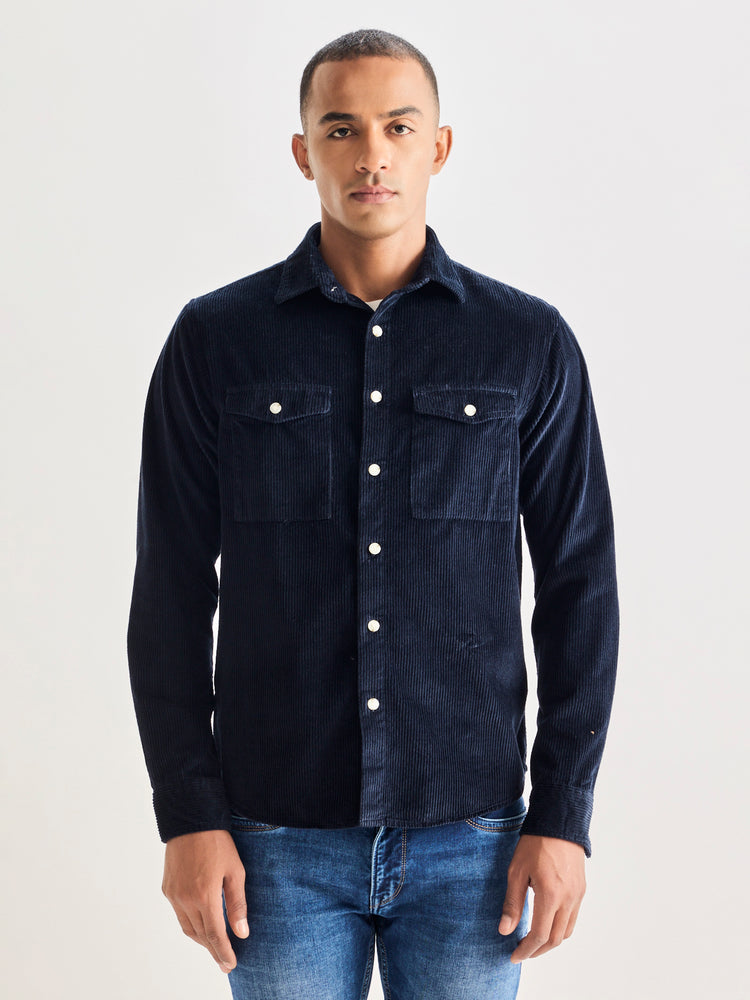 Navy Corduroy Over Shirt