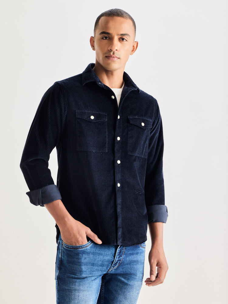 Navy Corduroy Over Shirt