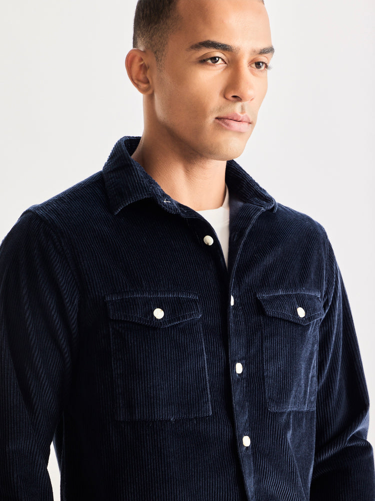 Navy Corduroy Over Shirt