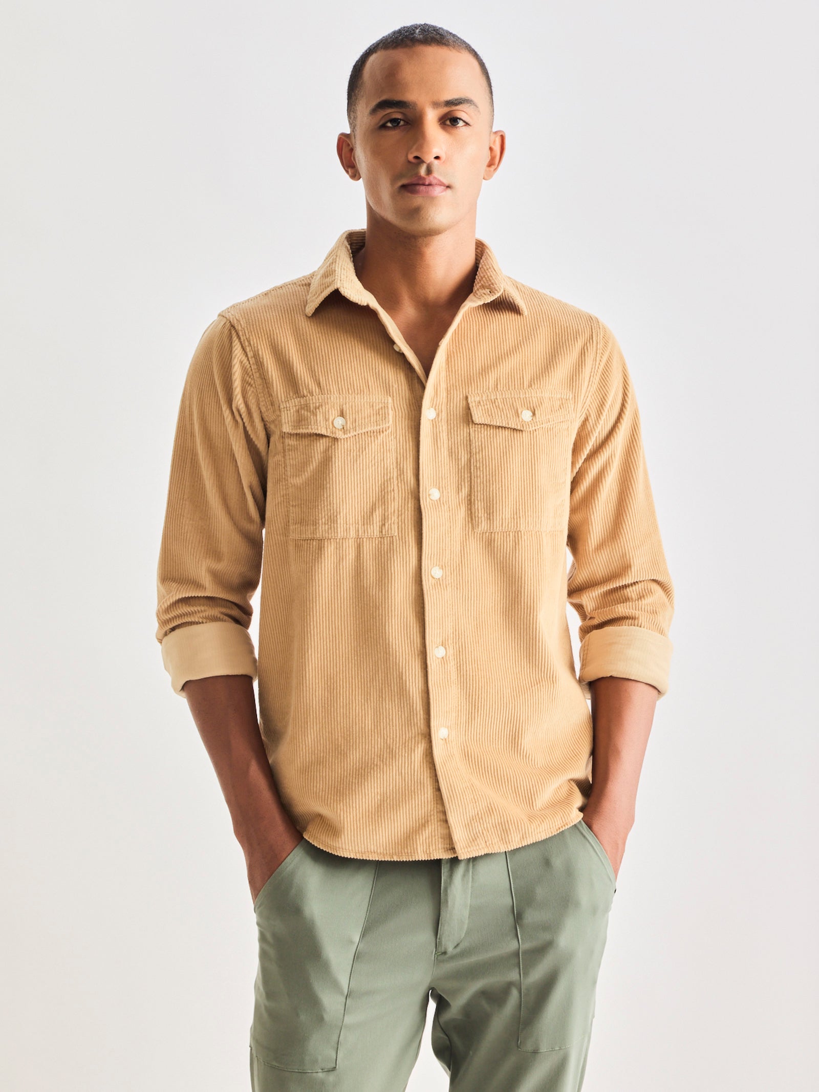 Cream Corduroy Over Shirt