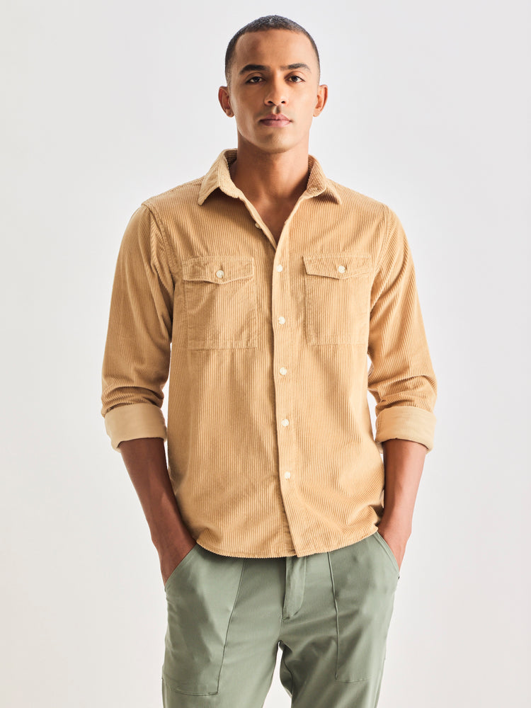 Cream Corduroy Over Shirt