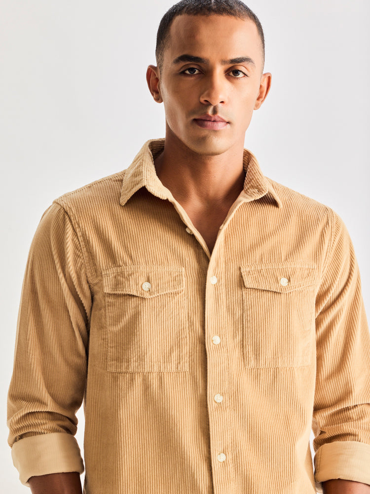Cream Corduroy Over Shirt