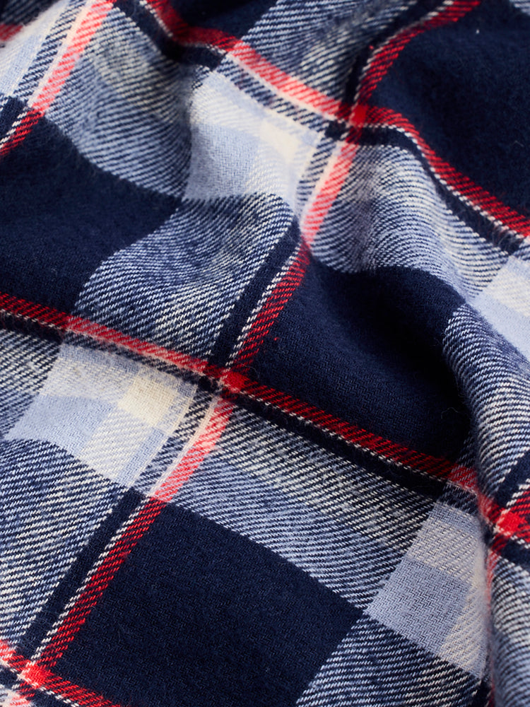 Navy BrushedCotton Checked Shirt
