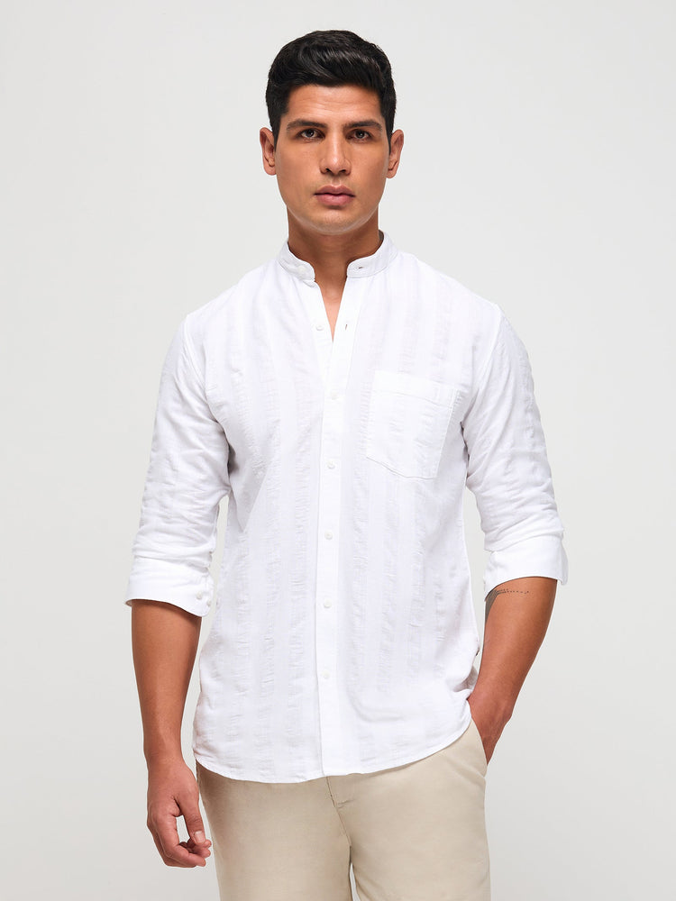 Seersucker Band Collar Shirt