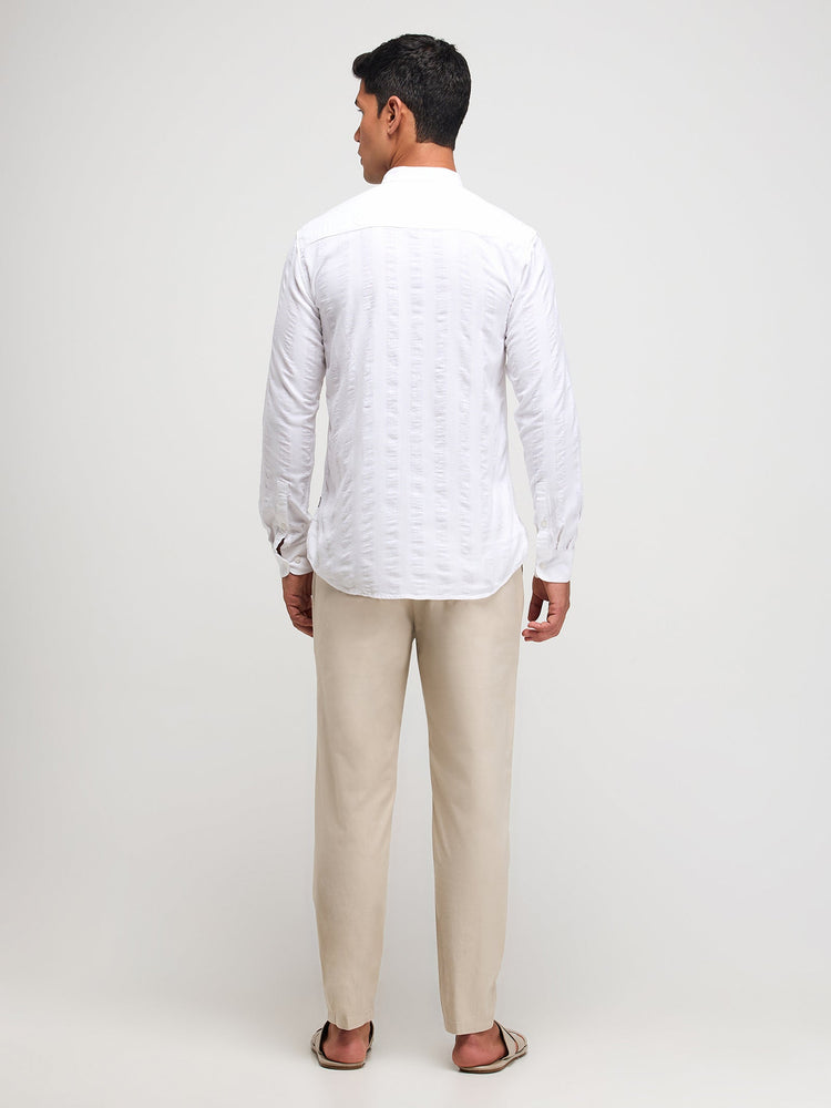 Seersucker Band Collar Shirt