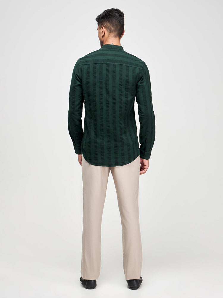 Seersucker Band Collar Shirt