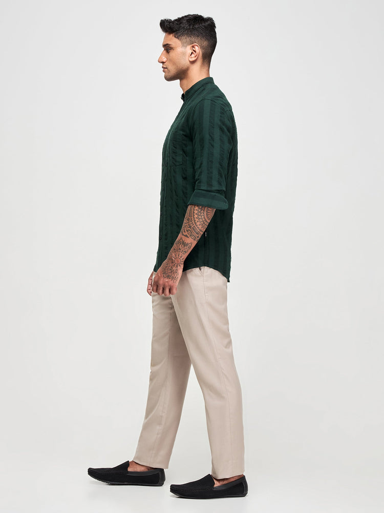 Seersucker Band Collar Shirt