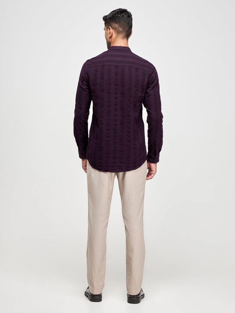 Seersucker Band Collar Shirt