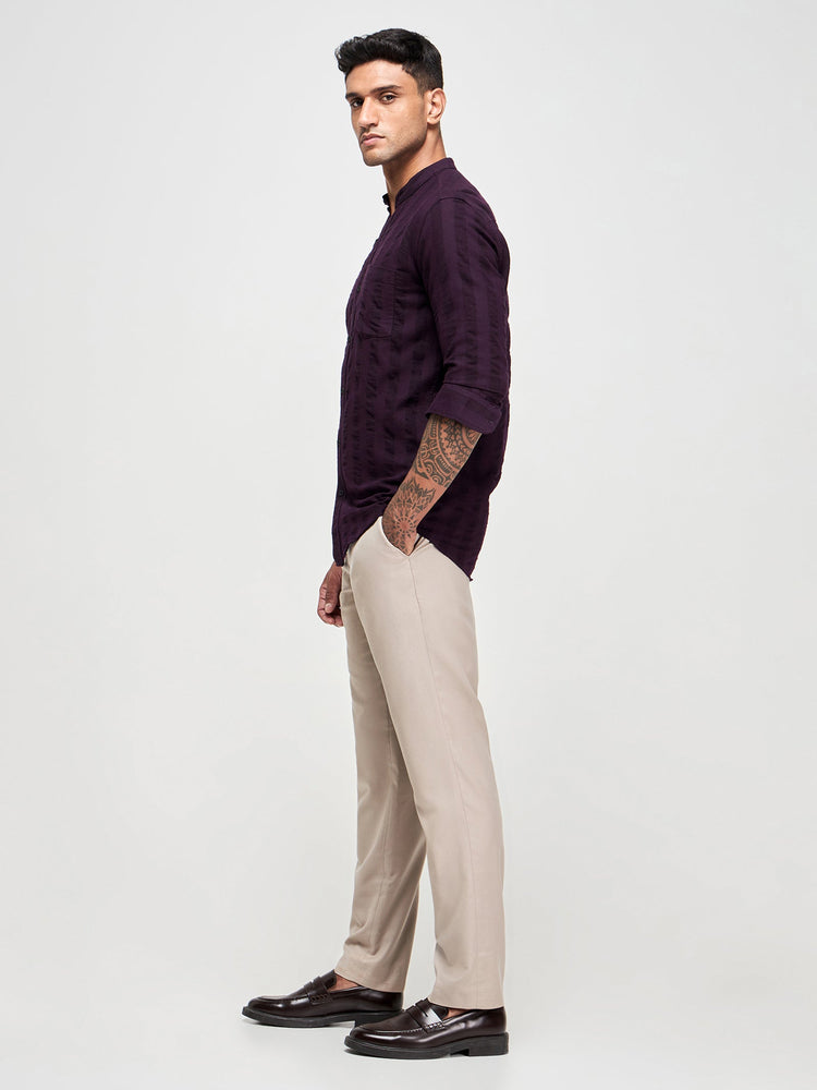 Seersucker Band Collar Shirt