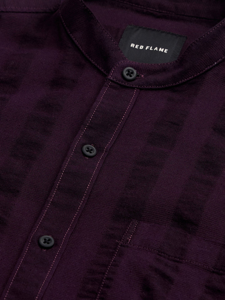Seersucker Band Collar Shirt