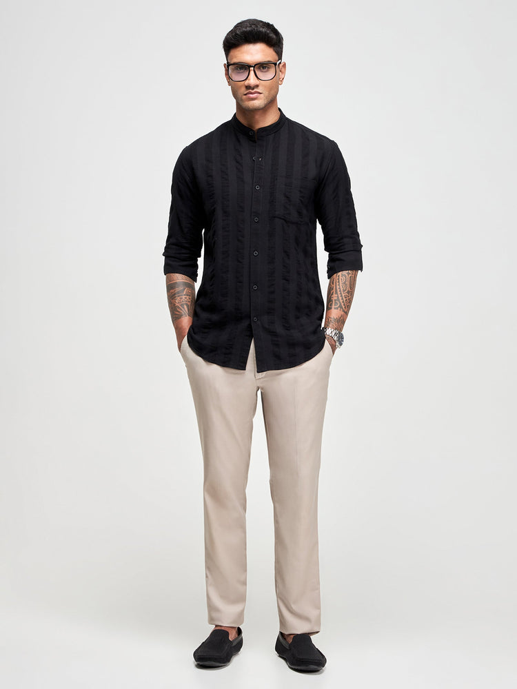 Seersucker Band Collar Shirt