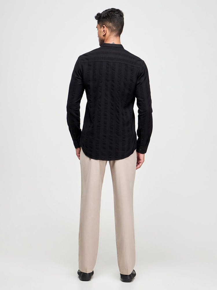 Seersucker Band Collar Shirt