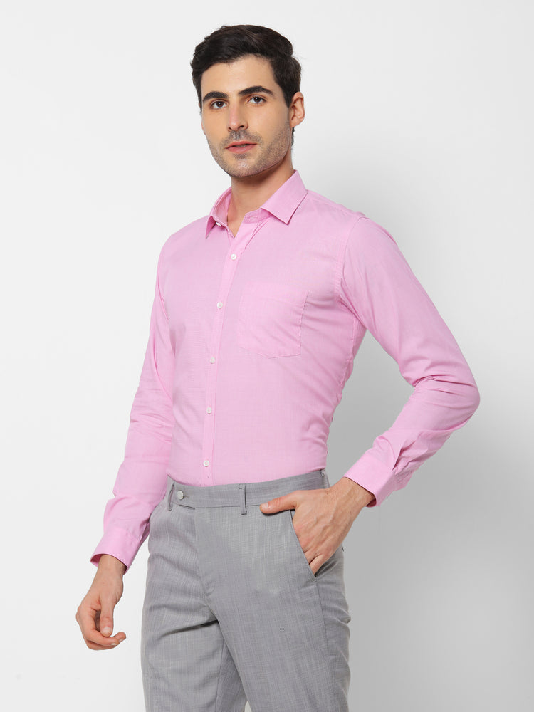 Pink Cotton Spread Collar Shirt