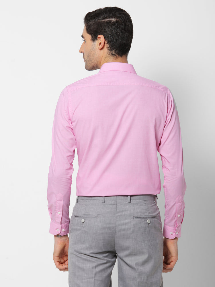 Pink Cotton Spread Collar Shirt