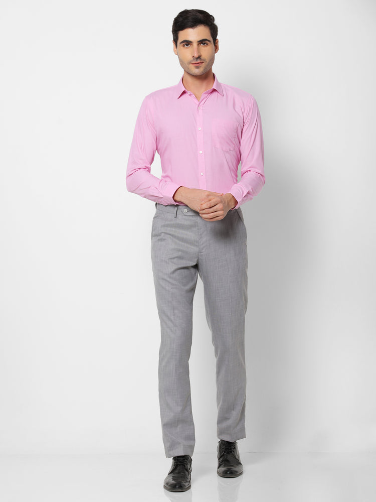 Pink Cotton Spread Collar Shirt