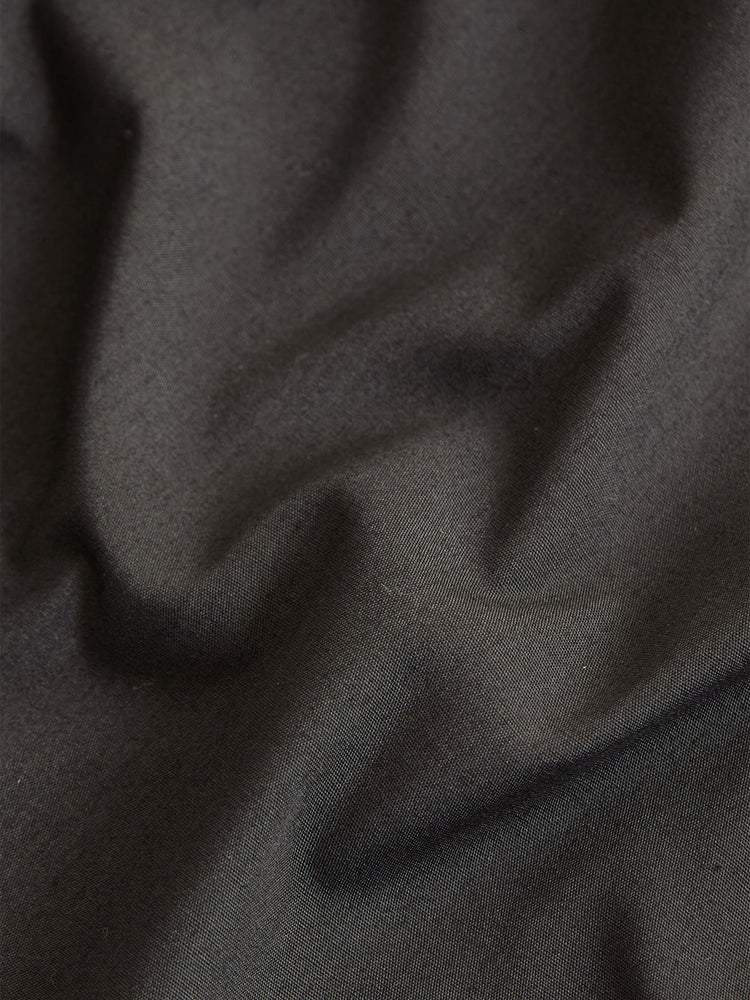 Black Cotton Blend Spread Collar Shirt