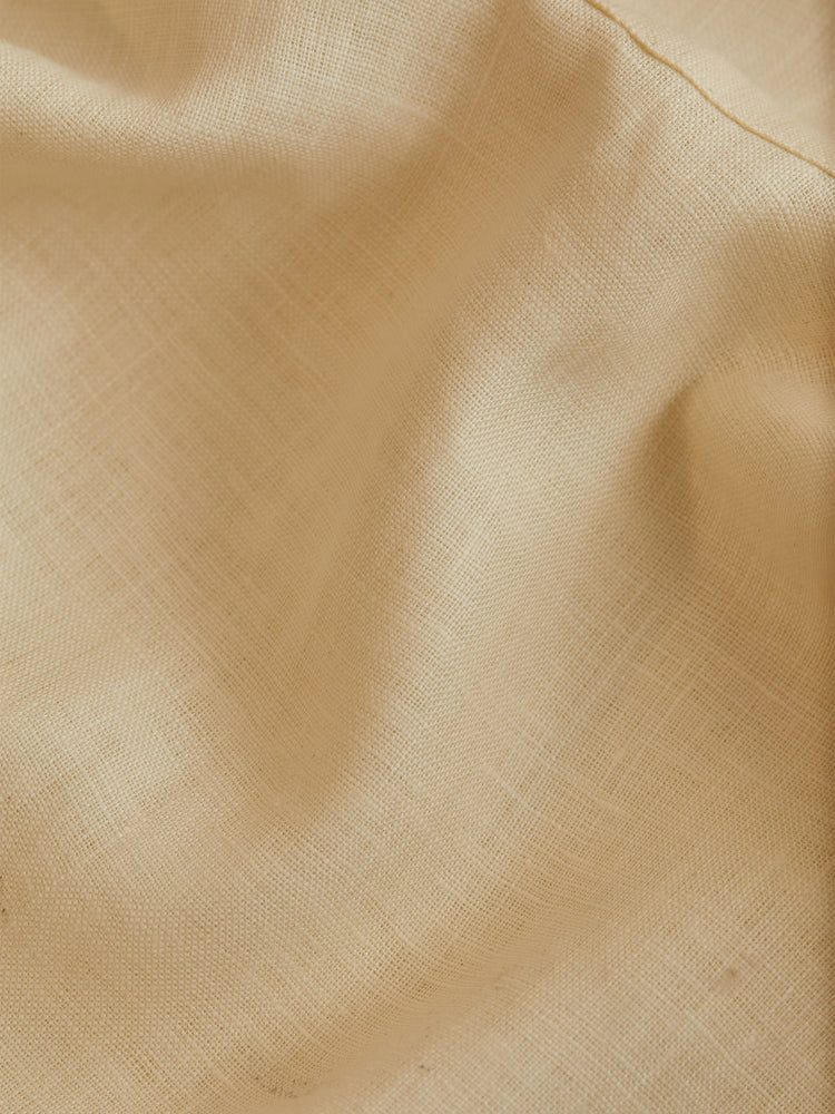 Cream Linen Spread Collar Shirt