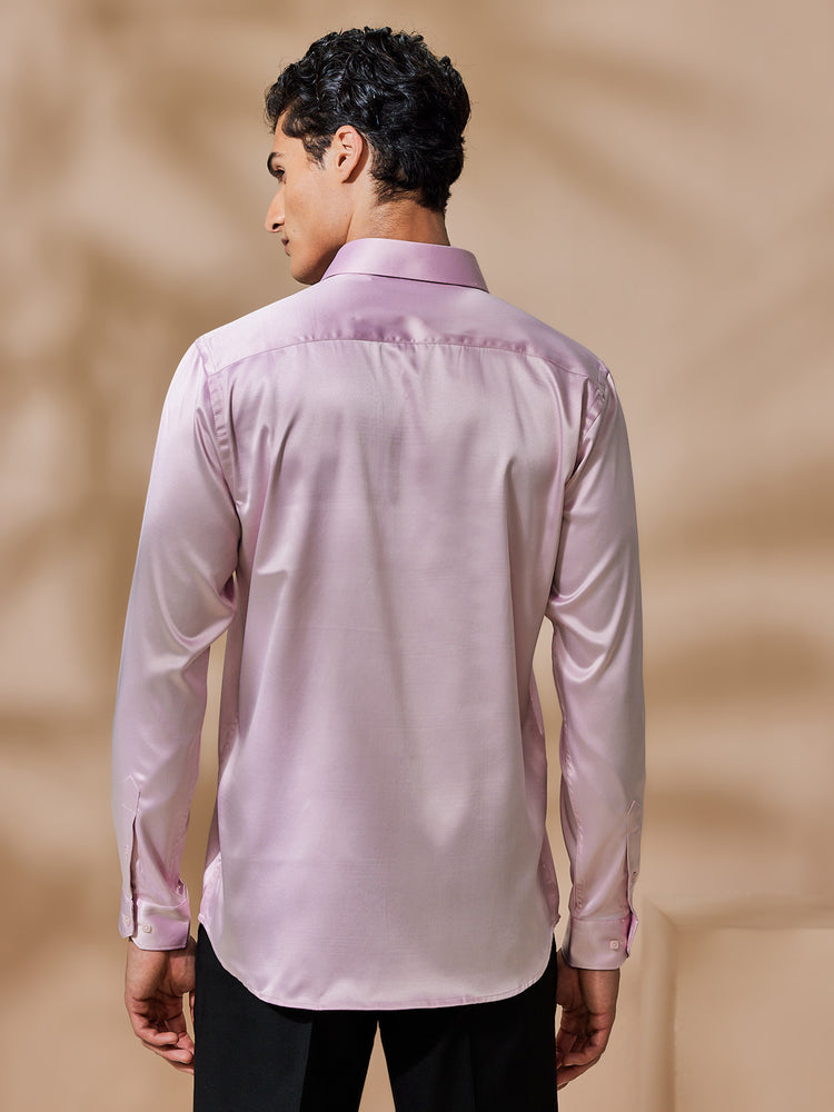 Pink Poly Stretch Spread Collar Shirt