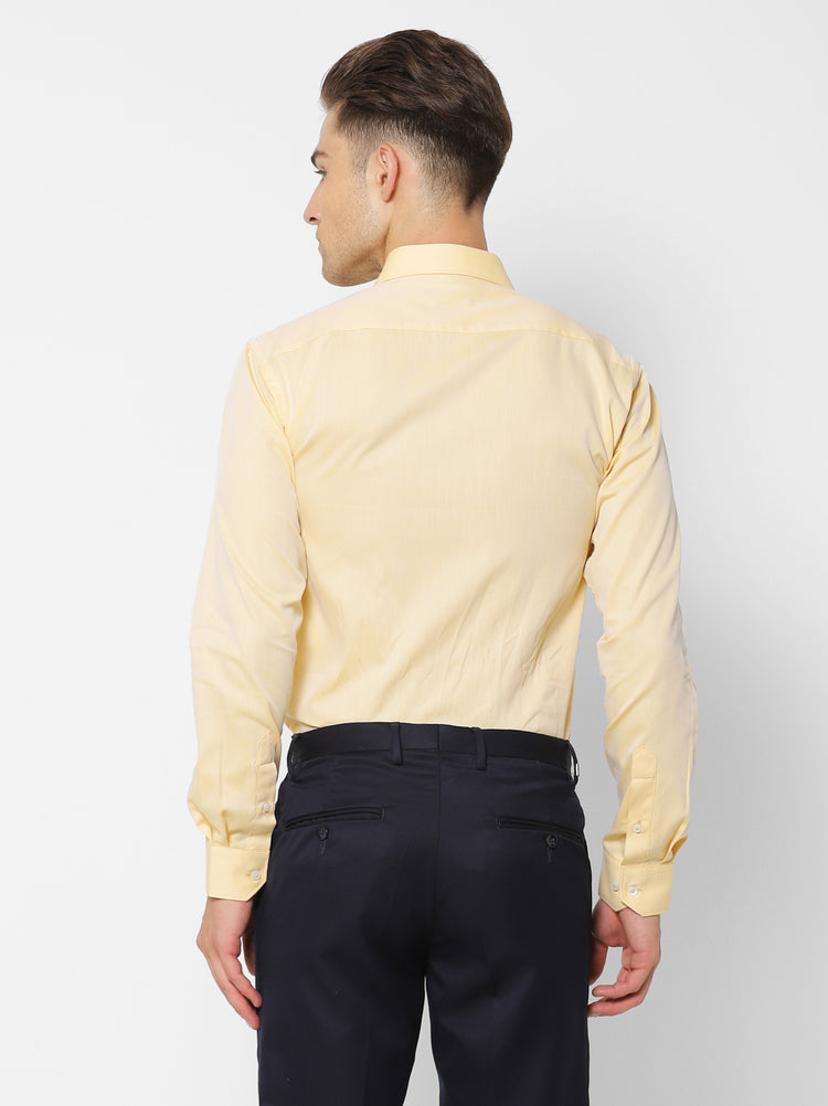 Yellow Cotton Spread Collar Shirt