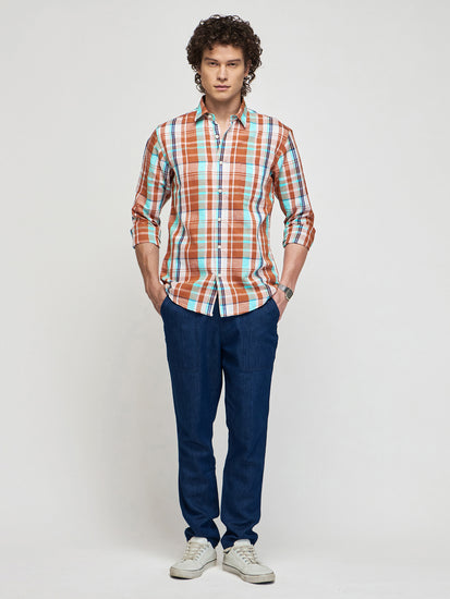 Checked Linen Cotton Shirt