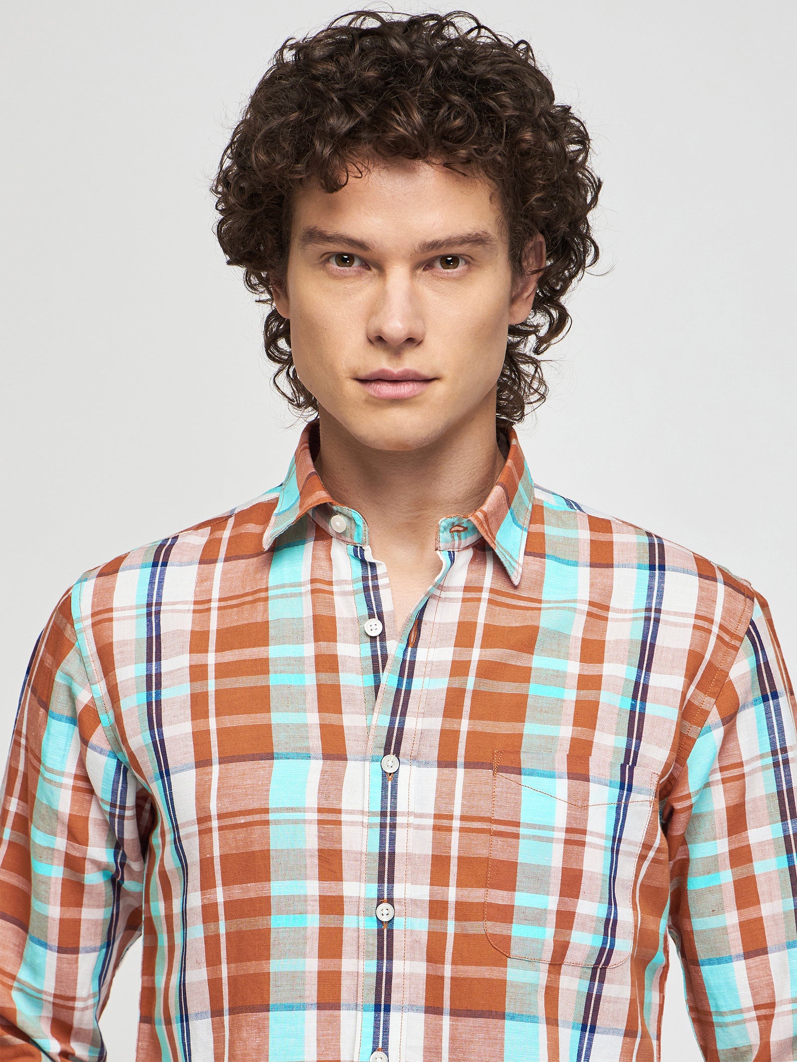 Checked Linen Cotton Shirt