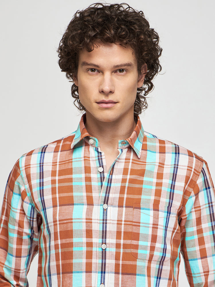 Checked Linen Cotton Shirt