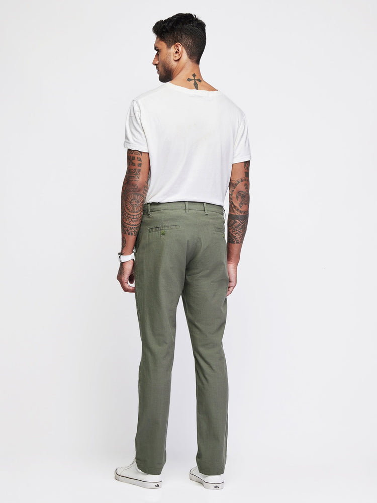 Relaxed Fit Slub Cotton Trouser