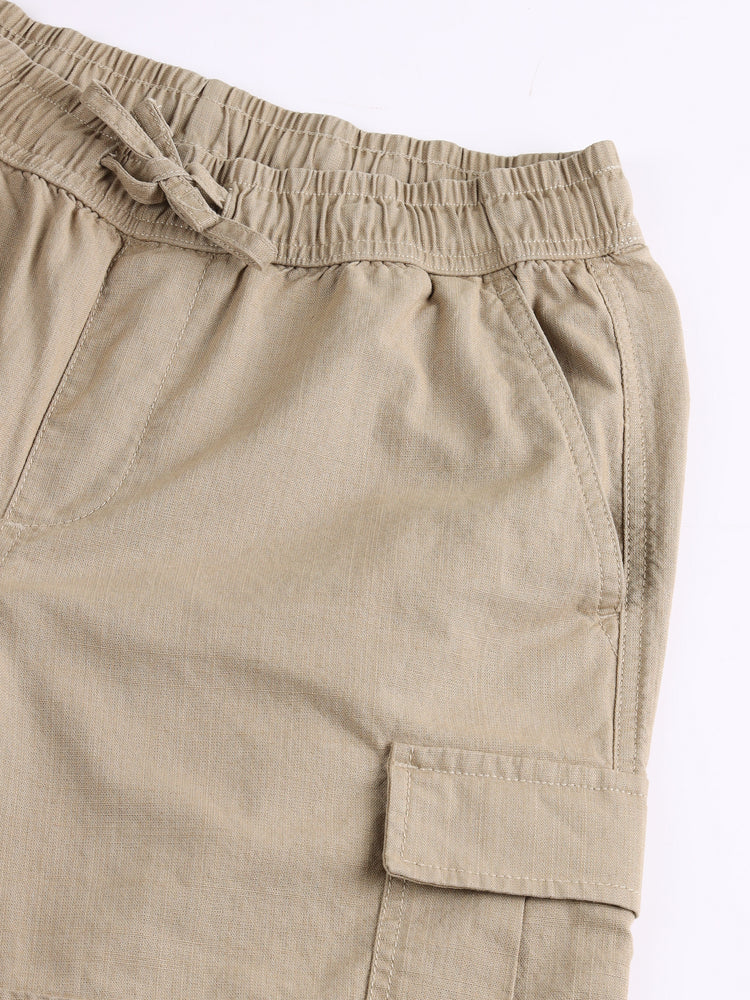 Khaki Cotton Cargo Shorts