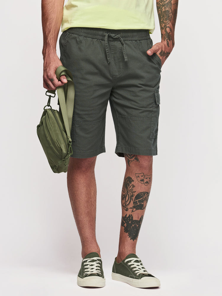 Olive Cotton Cargo Shorts