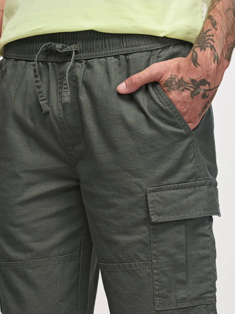 Olive Cotton Cargo Shorts