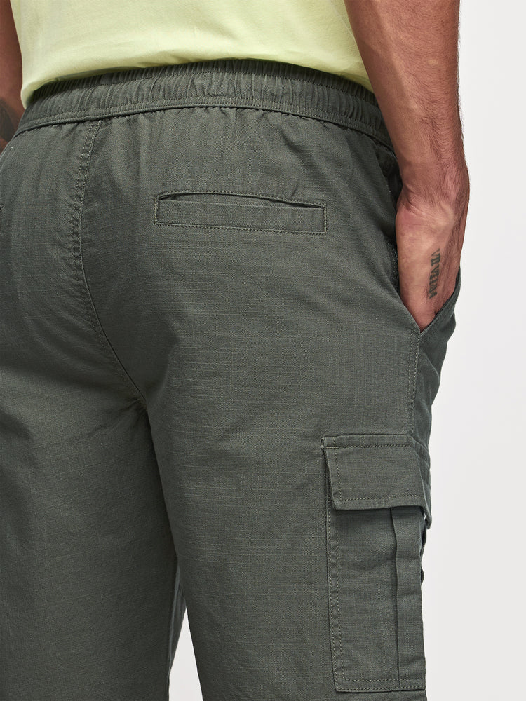 Olive Cotton Cargo Shorts