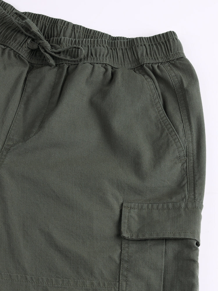 Olive Cotton Cargo Shorts