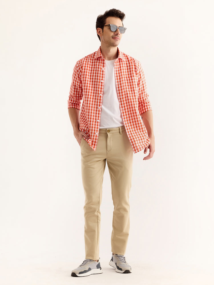 Khaki Stretch Slim Fit Trouser