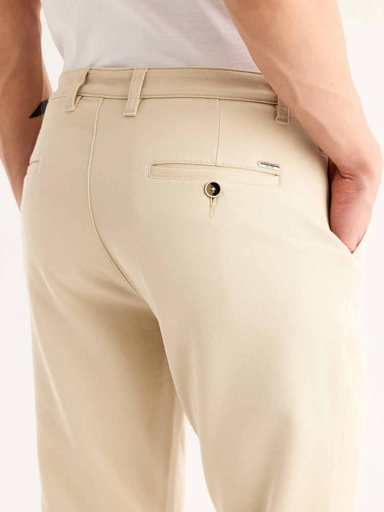 Cream Stretch Slim Fit Trouser