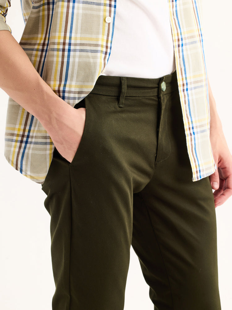 Olive Stretch Slim Fit Trouser