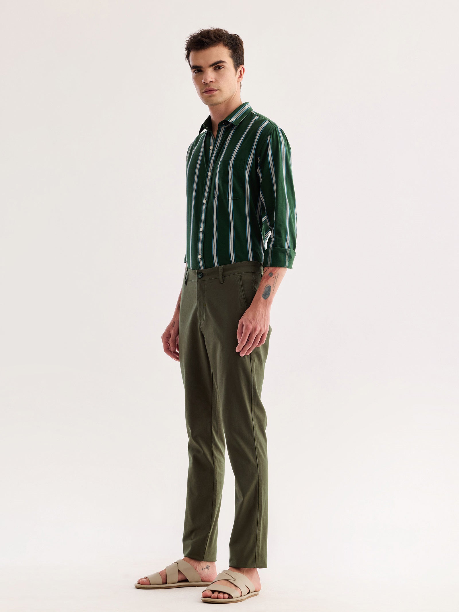 Green Stretch Slim Fit Trouser