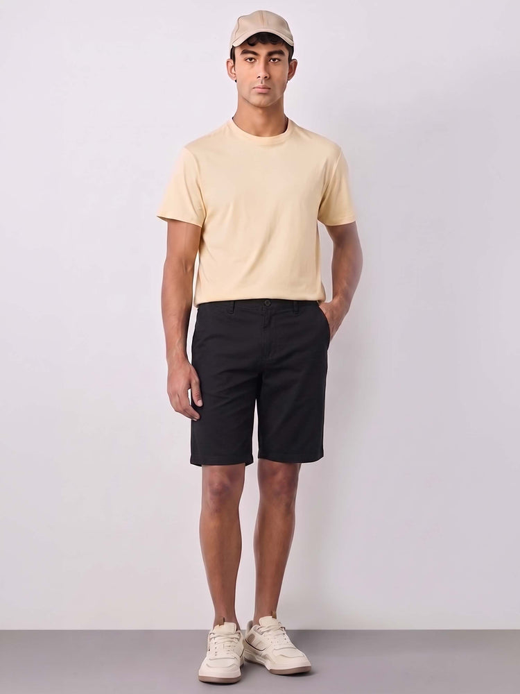 Black Cotton Stretch Shorts