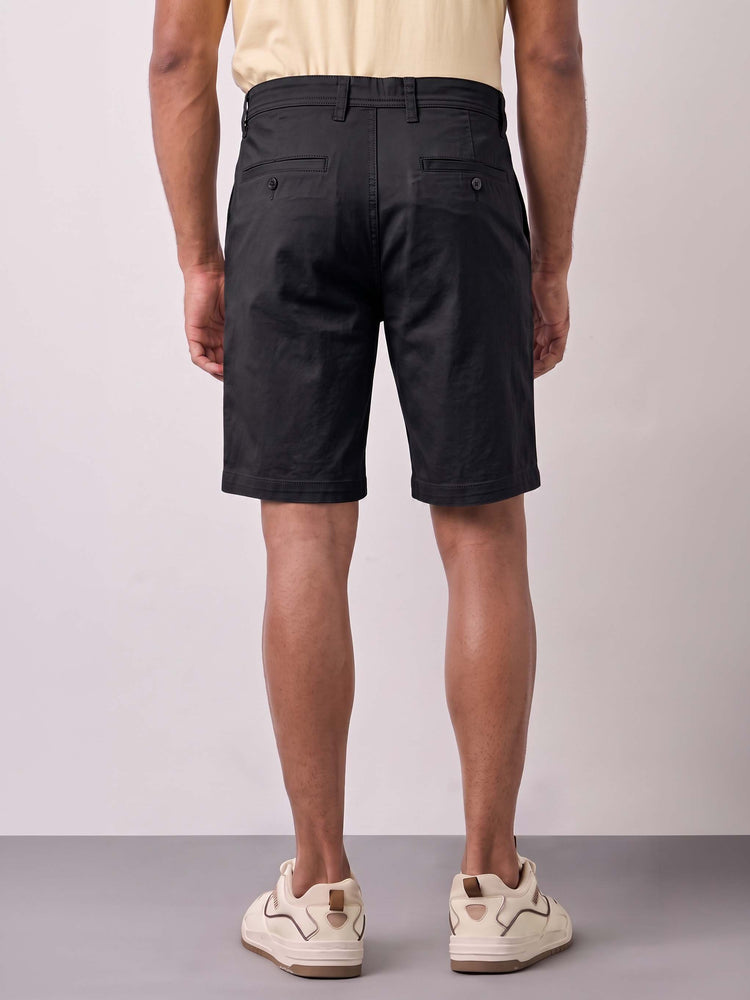 Black Cotton Stretch Shorts