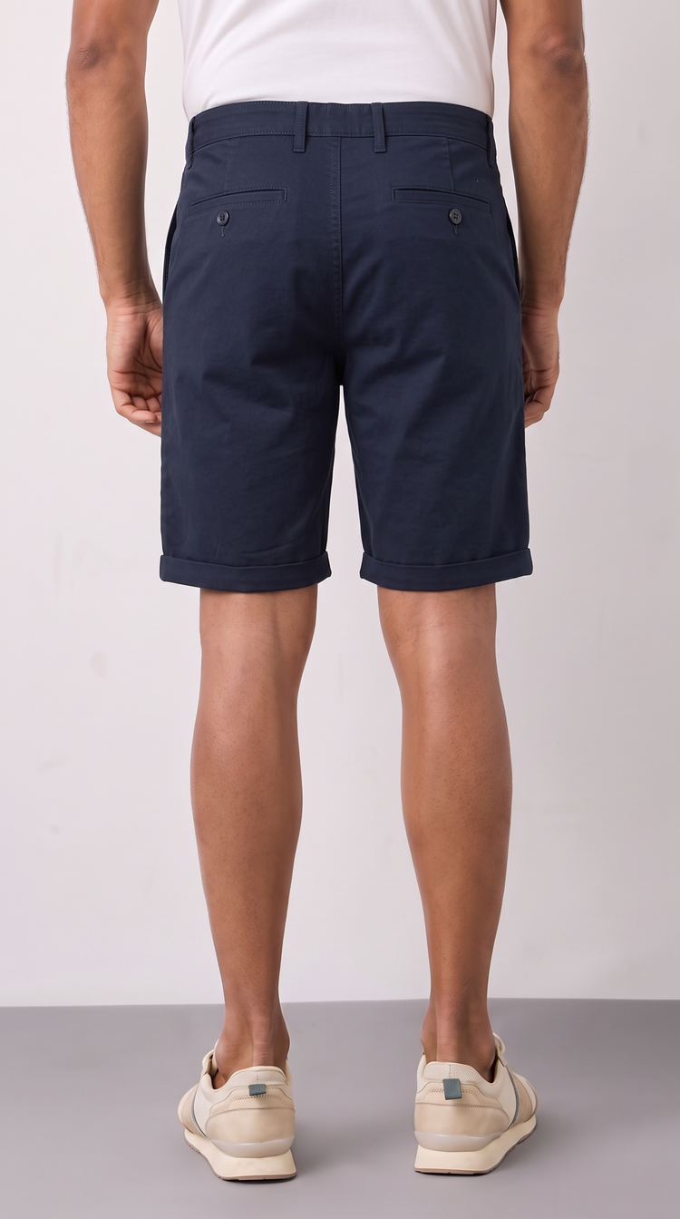 Navy Cotton Stretch Shorts