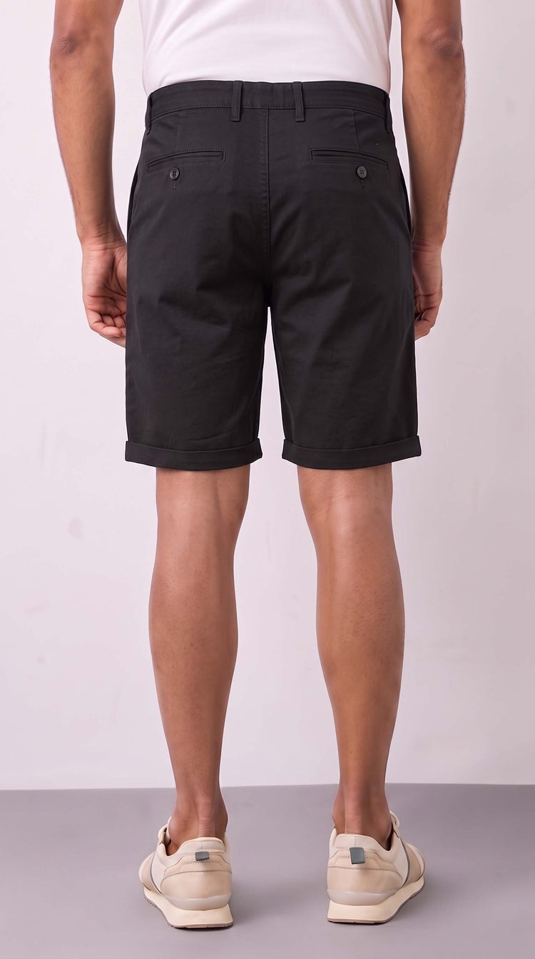 Black Cotton Stretch Shorts